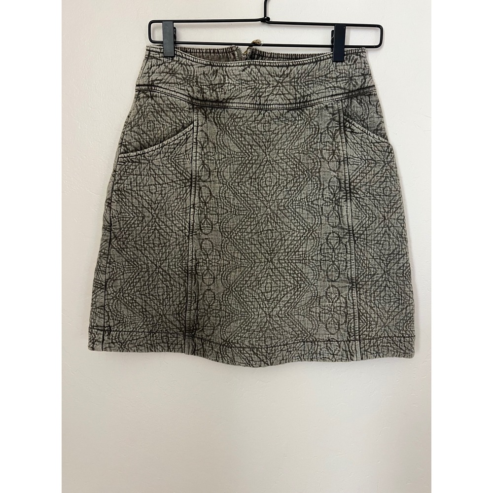 Anthropologie Pilcro Geometric Quilted Jacquard Mini Skirt‎ Size 0